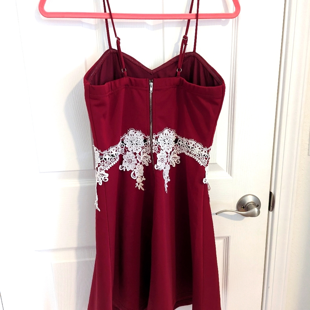 Red lace prom dress